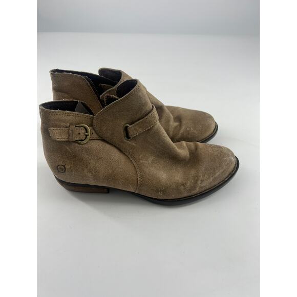 Born Sylvia Ankle Boots Womens Size 8 M Tan Leather Side Zip Boho Indie Comfort - Picture 2 of 9